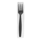 [1,000 ct] PS Plastic Heavy Weight Forks Wrapped, Black