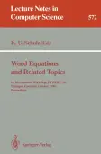 Word Equations and Related Topics