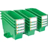 Durable Book And Binder Holder With Stabilizer Wing and Label Holder 12 Pack Color Green by Really Good Stuff LLC