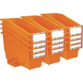 Durable Book And Binder Holder With Stabilizer Wing and Label Holder 12 Pack Color Orange by Really Good Stuff LLC