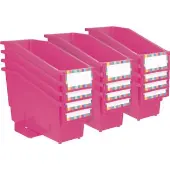 Durable Book And Binder Holder With Stabilizer Wing and Label Holder 12 Pack Color Pink Neon by Really Good Stuff LLC