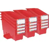 Durable Book And Binder Holder With Stabilizer Wing and Label Holder 12 Pack Color Red by Really Good Stuff LLC