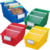 Chapter Book Library Bins With Dividers Primary 4 bins with dividers by Really Good Stuff LLC