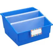 12 Pack Single Color Picture Book Classroom Library Bins With Dividers Color Blue by Really Good Stuff LLC