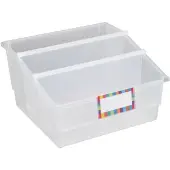 12 Pack Single Color Picture Book Classroom Library Bins With Dividers Color Clear by Really Good Stuff LLC