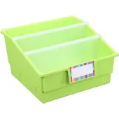 12 Pack Single Color Picture Book Classroom Library Bins With Dividers Color Green Neon by Really Good Stuff LLC