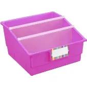 12 Pack Single Color Picture Book Classroom Library Bins With Dividers Color Pink Neon by Really Good Stuff LLC