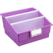 12 Pack Single Color Picture Book Classroom Library Bins With Dividers Color Purple by Really Good Stuff LLC