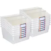 12 Pack Single Color Picture Book Classroom Library Bins With Dividers Color White by Really Good Stuff LLC