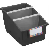 4 Pack Single Color Chapter Book Library Bins With Dividers Color Black by Really Good Stuff LLC