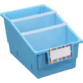 4 Pack Single Color Chapter Book Library Bins With Dividers Color Blue Neon by Really Good Stuff LLC