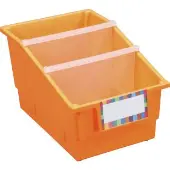 4 Pack Single Color Chapter Book Library Bins With Dividers Color Orange by Really Good Stuff LLC