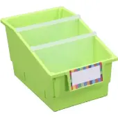 12 Pack Single Color Chapter Book Library Bins With Dividers Color Green Neon by Really Good Stuff LLC