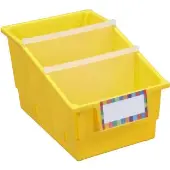 12 Pack Single Color Chapter Book Library Bins With Dividers Color Yellow by Really Good Stuff LLC