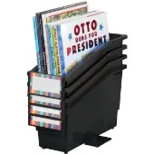 Book And Binder Holder With Stabilizer Wing And Label Holder Black 4 bins 8 labels 4 label covers by Really Good Stuff LLC