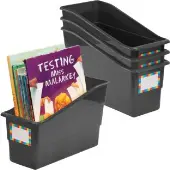 Durable Book And Binder Holders Black 4 bins 4 labels by Really Good Stuff LLC