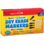 Multi Color Bullet Tip Deluxe Dry Erase Markers 12 markers by Really Good Stuff LLC