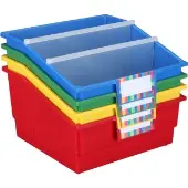 Picture Book Library Bins with Dividers Primary Set Of 4 by Really Good Stuff LLC