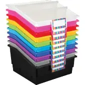 Picture Book Library Bins With Dividers 12 Pack Rainbow by Really Good Stuff LLC