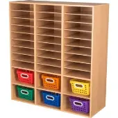 27 Slot Mail And Supplies Center With 6 Cubbies And Baskets 6 Colors by Really Good Stuff LLC