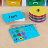 Spell and Stretch CVC Task Cards And Carpet Mark Its 26 carpet spots 86 cards by Really Good Stuff LLC