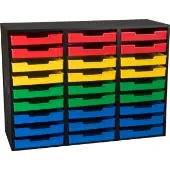 Black 27 Slot Mail Center With Trays 4 Color Grouping by Really Good Stuff LLC