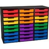 Black 27 Slot Mail Center With Trays 6 Color Grouping by Really Good Stuff LLC