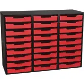 27 Slot Mail Center With Trays Single Color 1 mail center 27 trays Color Red by Really Good Stuff LLC