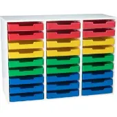 White 27 Slot Mail Center With Trays 4 Color Grouping by Really Good Stuff LLC