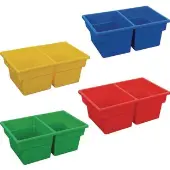 Two Compartment All Purpose Bins 4 Colors Set Of 12 by Really Good Stuff LLC