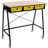 Teacher Standing Desk With Baskets 1 standing desk 3 baskets Color Yellow by Really Good Stuff LLC