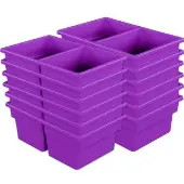 Two Compartment All Purpose Bins Set Of 12 Single Color Purple by Really Good Stuff LLC