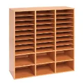 27 Slot Mail And Supplies Center With 6 Cubbies Color Oak by Really Good Stuff LLC