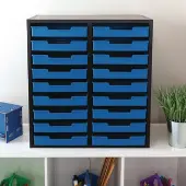 Black 18 Slot Mail Center With Trays Single Color Blue by Really Good Stuff LLC