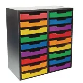 Black 18 Slot Mail Center With Trays 6 Colors by Really Good Stuff LLC