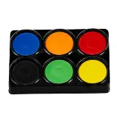 6 Bold Color Tempera Paint Cakes in Tray by Colorations