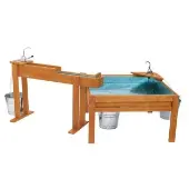 Outdoor Water Trellis and Panning Table with Pumps by Excellerations