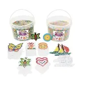 Fuse Beads Fluorescent and Regular Beads 12 Pegboards in a Bucket 44000 Beads by Colorations