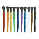 Plastic Handle Chubby Paint Brushes with Nylon Bristles Set of 10 by Colorations