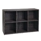 Indoor Outdoor Wicker Look Storage Shelf with 6 Cubbies by Excellerations