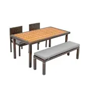 Outdoor Wicker Dining Set 4 Piece Set with Table Bench and 2 Chairs Preschool Height by Excellerations