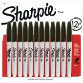 Black Permanent Fine Tip Markers Set of 12 by Sharpie