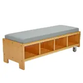 Bamboo Bench Seat with Storage and Cushion by Really Good Stuff LLC