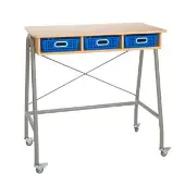 Bamboo Teacher Standing Desk with 3 Baskets Color Blue by Really Good Stuff LLC