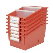 Chapter Book Library Bins With Dividers 6 Pack Color Clay by Really Good Stuff LLC