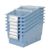 Chapter Book Library Bins With Dividers 6 Pack Color Smoke Blue by Really Good Stuff LLC