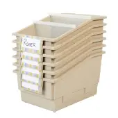 Chapter Book Library Bins With Dividers 6 Pack Color Tan by Really Good Stuff LLC