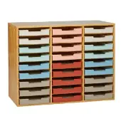 Bamboo 27 Slot Mail Center With Boho Trays by Really Good Stuff LLC