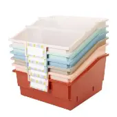 Picture Book Classroom Library Bins With Dividers 6 Pack Boho by Really Good Stuff LLC