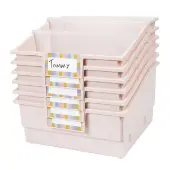 Picture Book Classroom Library Bins With Dividers 6 Pack Color Sand by Really Good Stuff LLC